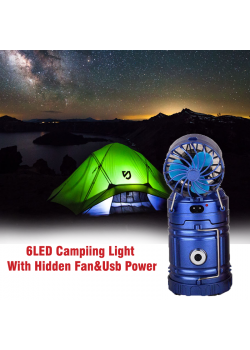 Sihang 1W+6LED Campiing Light With Hidden Fan&Usb Power Output, SH-5811F